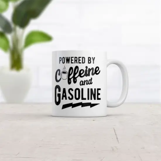 Crazy Dog Powered By Caffeine and Gasoline Mug Funny Coffee Mechanic Joke Cup-11oz image {1}
