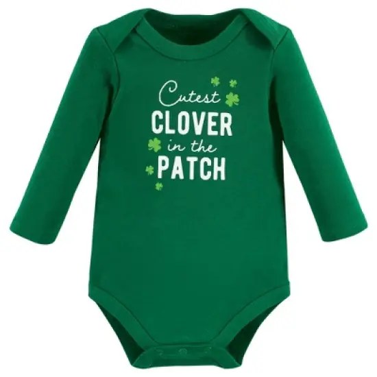 Hudson Baby Infant Boy Cotton Long-Sleeve Bodysuits, Cutest Clover image {4}