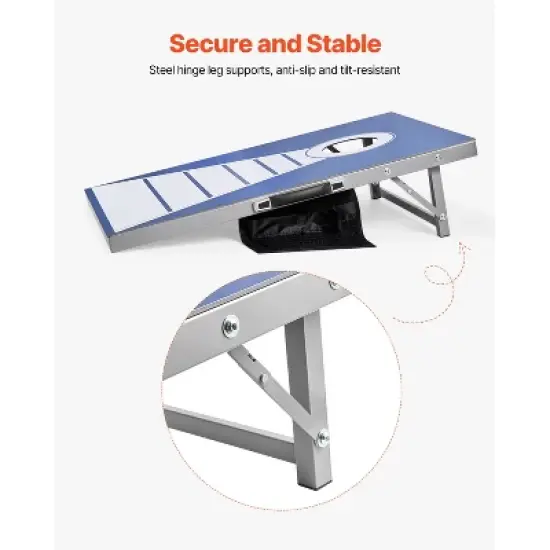 VEVOR Cornhole Set, 3x2 ft Corn Hole Game Boards, Aluminum Weatherproof Portable Toss Board, Indoor and Outdoor Foldable Cornhole Play, Blue image {3}