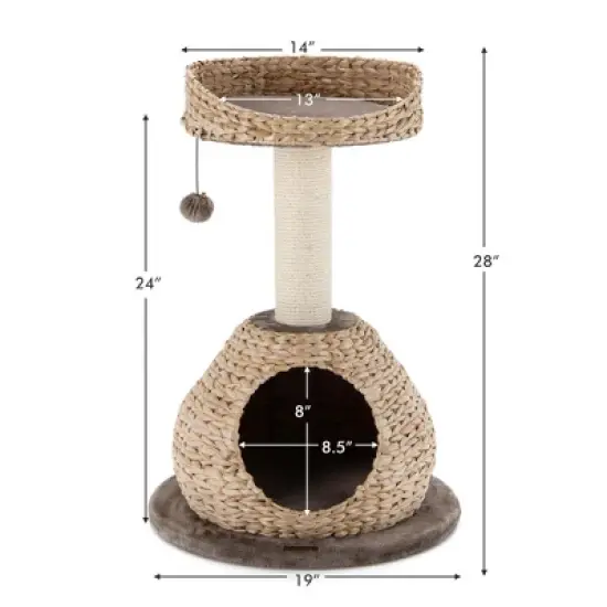 Tangkula 28" Hand-Made Cat Tree Tower Natural Bowl Shaped w/Perch image {8}