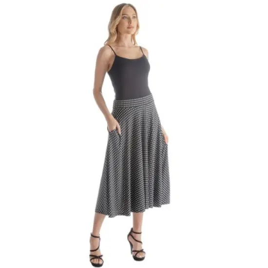 Womens Polka Dots And Pleated Pockets Midi Skirt image {3}