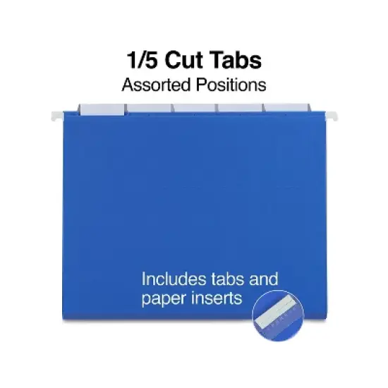 Staples Hanging File Folders 5-Tab Letter Size Blue 25/Box (163501) TR163501 image {2}
