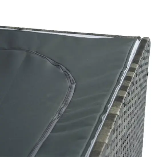 WELLFOR 200gal Wicker Outdoor Storage Box with Lid Gray image {13}
