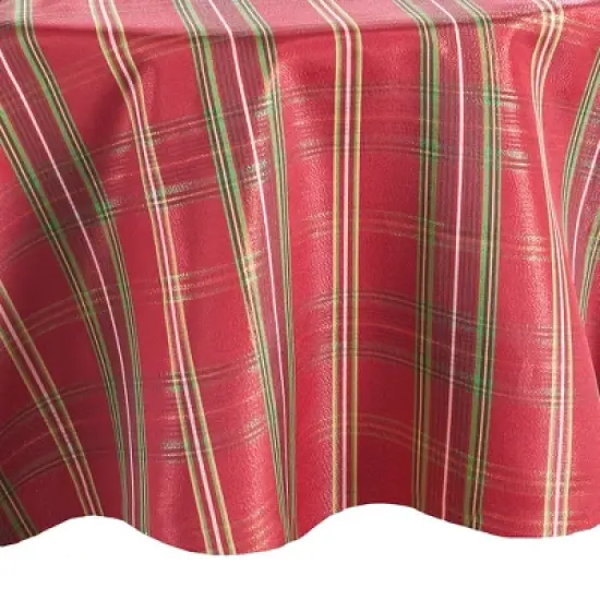Elrene Shimmering Plaid Holiday Tablecloth ~ Red/Green -  Elrene Home Fashions image {5}