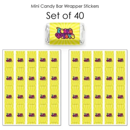 Big Dot of Happiness 60's Hippie - Mini Candy Bar Wrapper Stickers - 1960s Groovy Party Small Favors - 40 Count image {2}