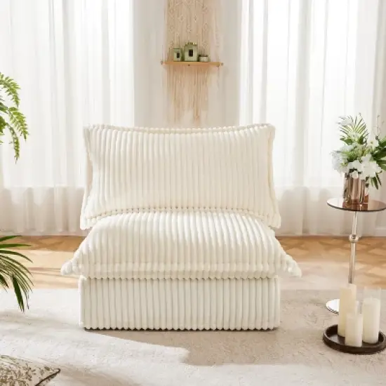 NicBex Couches for Living Room Single Deep Seat Sofa Couch Corduroy Slip-covered Armchair with 1 Big Back Cushion and 2 Big Toss Pillows image {1}
