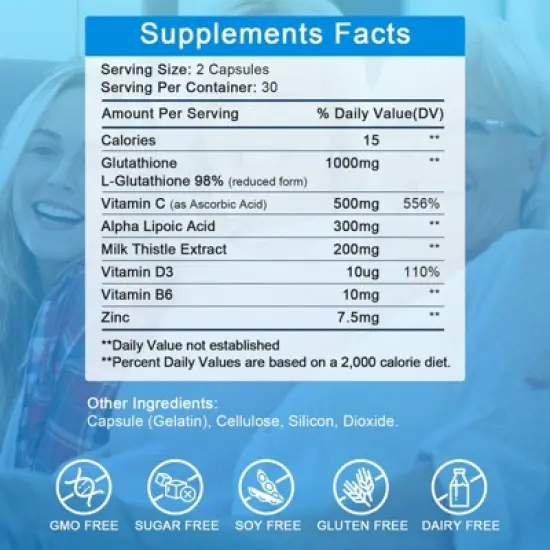 Alliwise Liposomal Glutathione Supplement, Max Absorption, Powerful Antioxidant, 120 Softgels image {1}