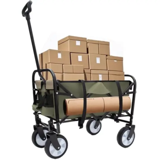 RISOKEYS Outdoor Collapsible Wagon Cart with 3-Piece Waterproof Liners and All-Terrain 360&deg; Wheels,Foldable Utility Cart for Beach,Camping image {16}