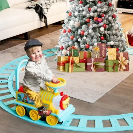 Costway 6V Electric Kids Ride On Train Motorized Train Toy w/ Track & 6 Wheels image {3}