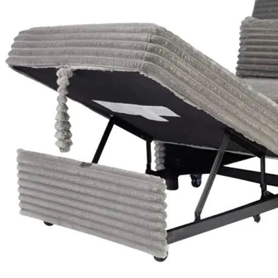 Convertible Wide-Welt Polyester Sofa Sleeper Sofa Chair W/ Polyesterll-Out Bed Smoke image {9}