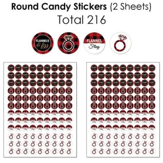 Big Dot of Happiness Flannel Fling Before The Ring - Buffalo Plaid Bachelorette Party Candy Favor Sticker Kit - 304 Pc image {3}