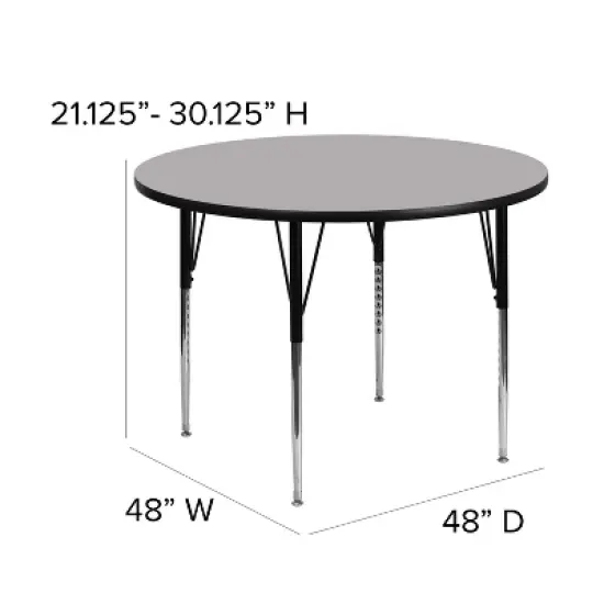 Flash Furniture 48'' Round Thermal Laminate Activity Table - Standard Height Adjustable Legs image {5}