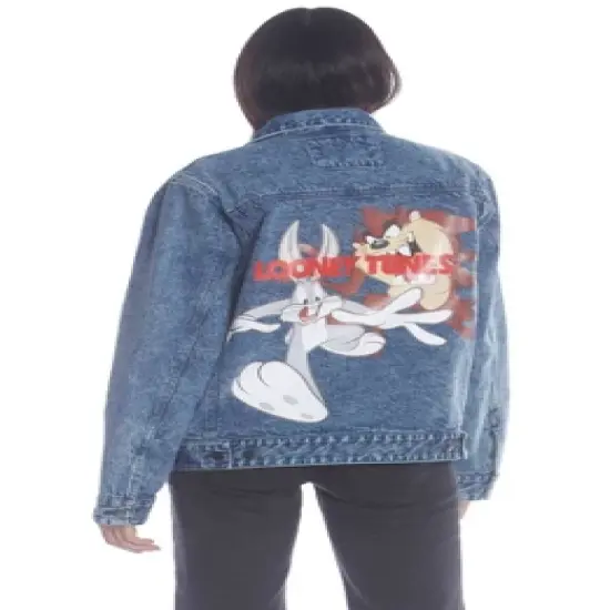 Members Only Women's Bugs Placement Solid Denim Oversized Jacket image {1}