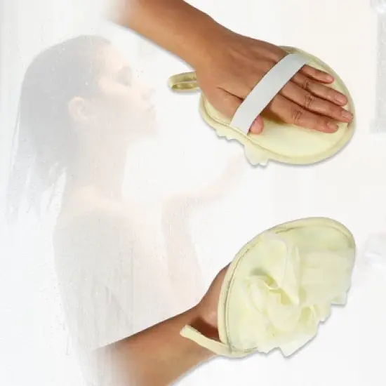 Unique Bargains Body Shower Sponge Mesh Gloves 6.69"x5.12" 1 Pc image {4}