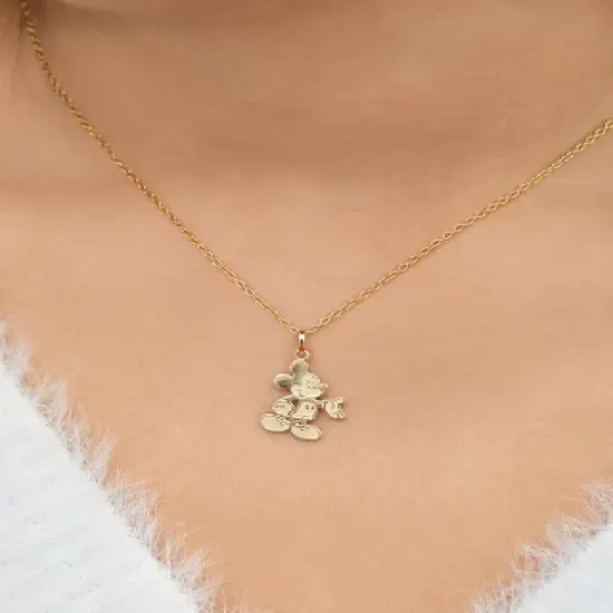 Disney Mickey Mouse 14kt Yellow Gold Classic Mickey Pendant Necklace, 15" image {1}
