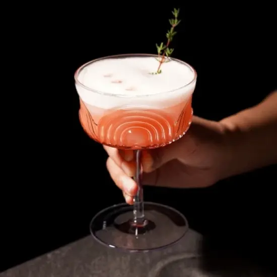 Viski Beau Cocktail Coupe Glasses, Unique Cocktail Glasses Crystal Drinkware, 7.5oz. Cocktail Glasses Stem Vintage Wine Glasses Inspired Set of 2 image {5}