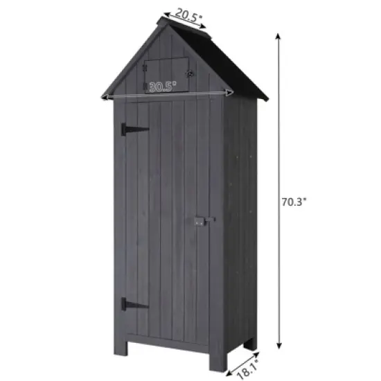 Karl Home 70'' H Gray Solid Wood Outdoor Storage Shed image {2}