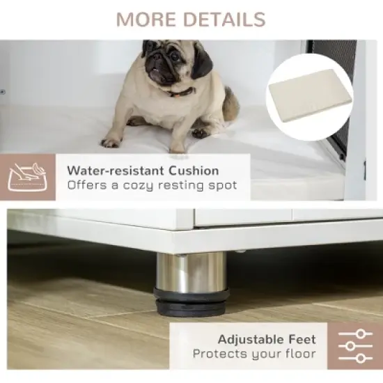 PawHut Dog Crate Furniture with Water-resistant Cushion, Dog Crate End Table with Double Doors, Indoor Pet Crate for Small Medium Dogs image {4}