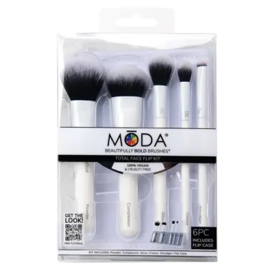 MODA Brush Total Face Travel Makeup Brush Set with Flip Case- 6pc image {7}