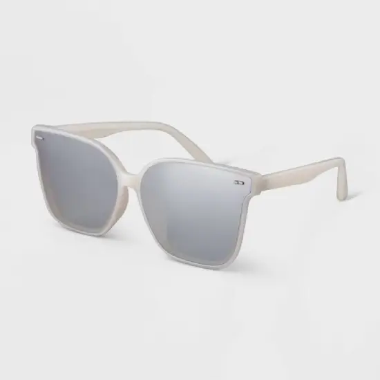 Women's Plastic Shield Sunglasses - A New Day&trade; White image {1}