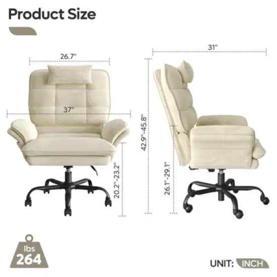 Bestier Big and Tall Executive Office Chair with Flip-Up Arms, Adjustable Height, Reclining Office Chair with Headrest & Side Pockets image {4}