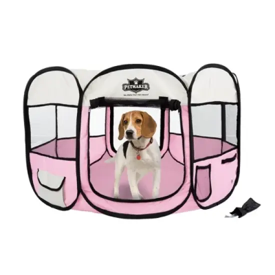 Pet Adobe 38x24 Pop-Up Pet Playpen, Pink image {1}