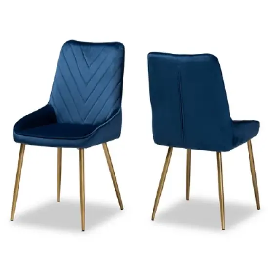 2pc Priscilla Velvet Fabric Upholstered Metal Dining Chair Set - Baxton Studio image {11}