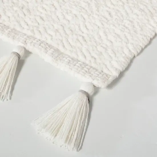24" x 60" Solid Tassels Bath Rug Sour Cream - Hearth & Hand&trade; with Magnolia image {2}