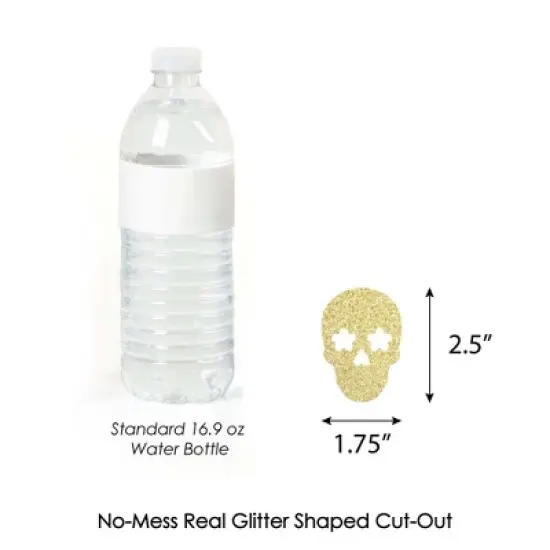 Big Dot of Happiness Gold Glitter Sugar Skull Party Straws - No-Mess Real Glitter Cut-Outs & Decorative Day of the Dead Party Paper Straws - Set of 24 image {4}