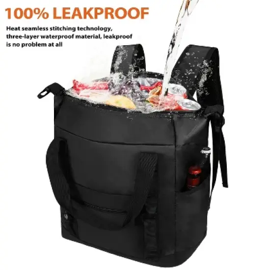 Tirrinia 36 Cans Backpack Coolers, Soft Sided Cooler with Front Ziiper Pockets and Side Pockets, Camping Essentials image {2}