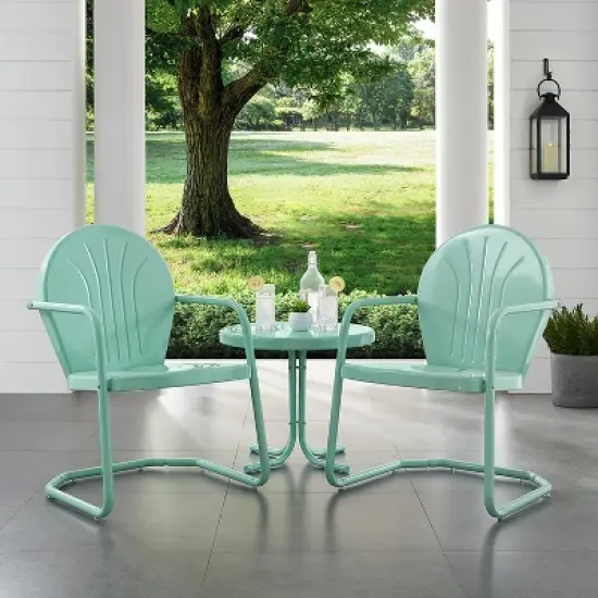 Griffith 3pc Outdoor Conversation Set - Aqua - Crosley image {1}