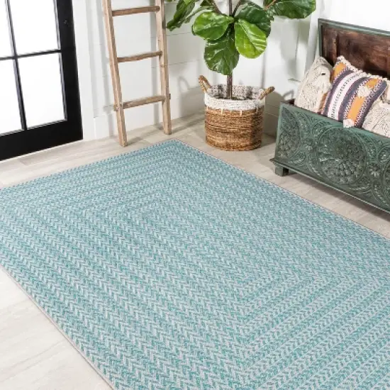Chevron Modern Concentric Squares Indoor/Outdoor Area Rug - JONATHAN Y image {7}
