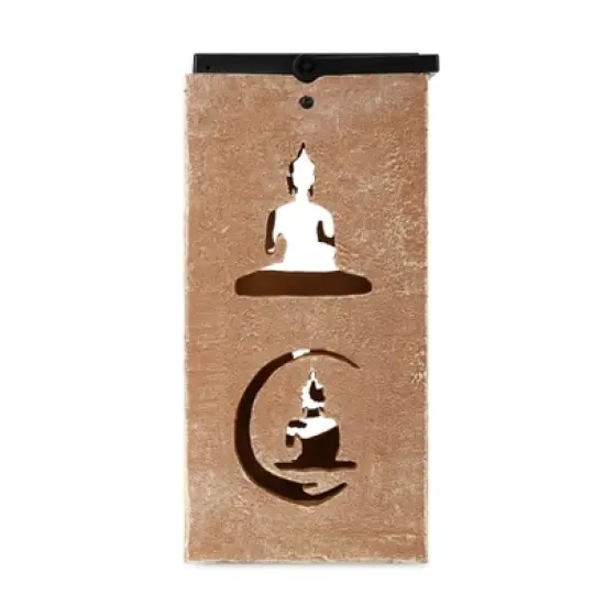 Techko Maid LED Solar 10.8" Portable Buddha Cut Out Decorative Outdoor Lantern Clear image {2}