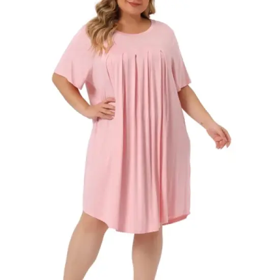 Agnes Orinda Women's Plus Size Comfort Solid Short Sleeve Nightgown image {7}