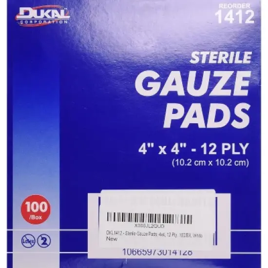 Dukal 12 Ply Gauze Sterile 4x4" Pad, 100 Count image {2}