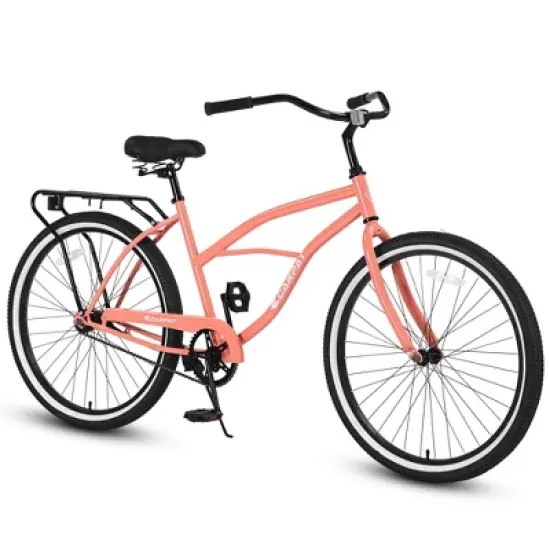 NAYSAYE 26 Inch Beach Cruiser Bike Steel Frame Single Speed Adult Bike for Relaxed Outdoor Rides, Pink, 65.00"*25.00"*36.00" image {5}