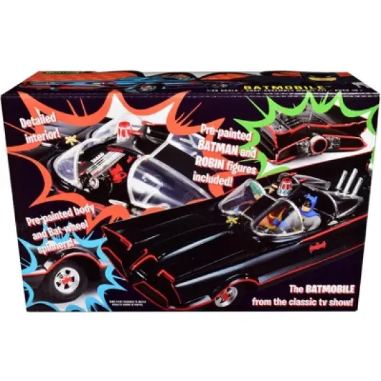 Skill 2 Snap Model Kit 1966 Batmobile w/Batman & Robin Figurines "Batman" (1966-1968) TV Series 1/25 Scale Model by Polar Lights image {1}