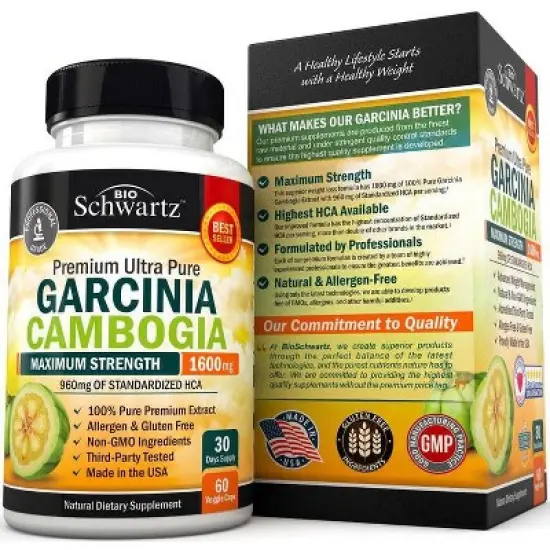 Garcinia Cambogia 1500MG Capsules, Body Health & Immune Support Supplement, Bioschwartz, 60ct image {2}