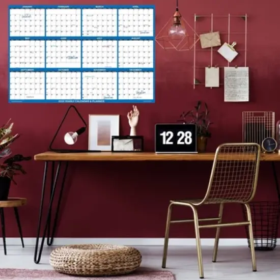 Swift Glimpse 32"x48" Calendar Planner January 2025 to December 2025 Light Navy Blue: Laminated Wall Calendar with Grommets image {2}