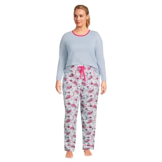 Lands' End Women's Knit Pajama Set Long Sleeve T-Shirt and Pants image {6}