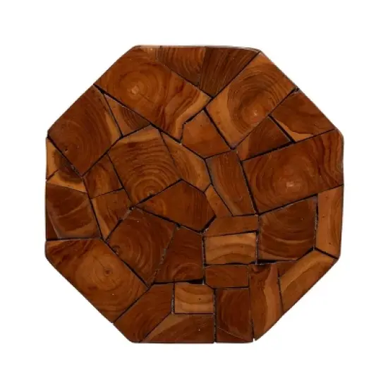Contemporary Teak Wood Round Accent Table Brown - Olivia & May image {4}