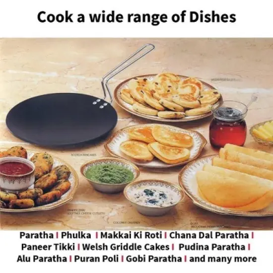 Hawkins Futura 10" Non Stick Concave Tava Griddle with Steel Handle: Anodized Aluminum, Gas Compatible, Hand Wash image {4}