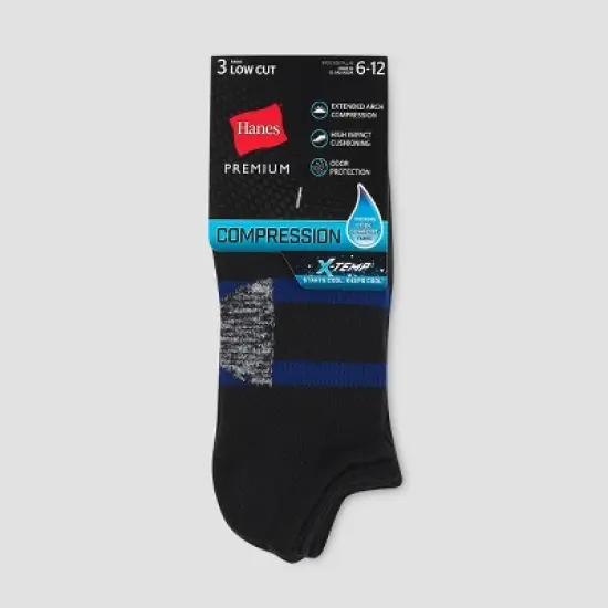 Hanes Premium Men's Compression No Show Socks 3pk - 6-12 image {1}