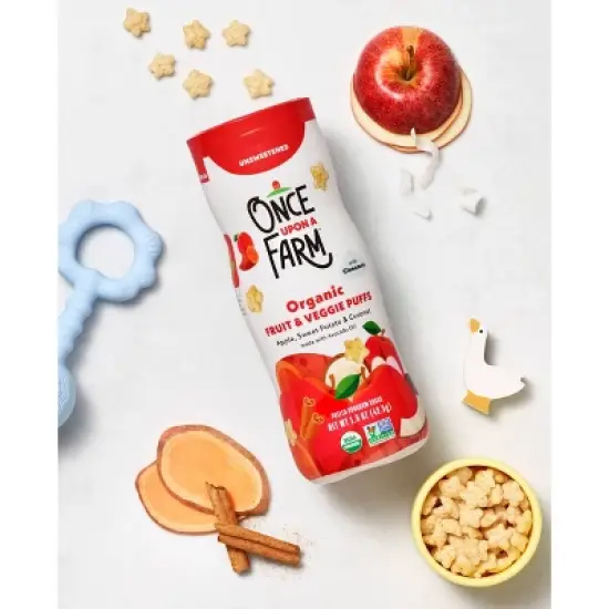 Once Upon a Farm Fruit & Veggie Puffs Apple Sweet Potato & Coconut Baby Snacks - 1.5oz image {4}