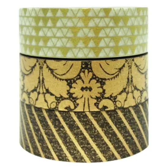 Wrapables Imperial Gold Japanese Washi Masking Tape (Set of 3) image {1}