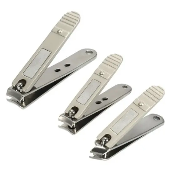 Unique Bargains Portable Stainless Steel Nail Clippers Set of 3Pcs image {1}