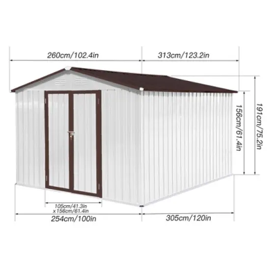 Hrinhom 102.4"W Metal garden sheds,outdoor storage sheds image {5}