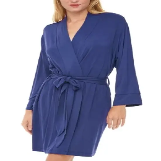 Women's Classic Soft Knit Short Lounge Robe with Pockets image {7}