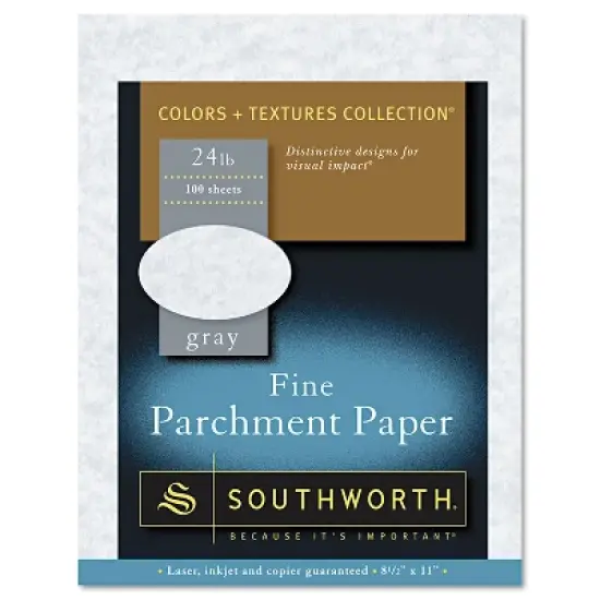 Southworth Parchment Specialty Paper Gray 24 lb. 8 1/2 x 11 100/Box P974CK336 image {3}