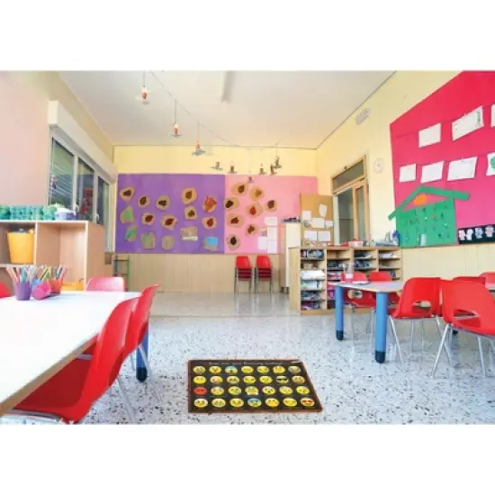 Smart Poly&reg; Welcome Mat with Slip Resistant Backing, 15.5" x 23.5", Emotion Icon Feelings image {1}